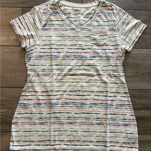Ruff Hewn Multicolor Striped V-Neck Pocket Tee